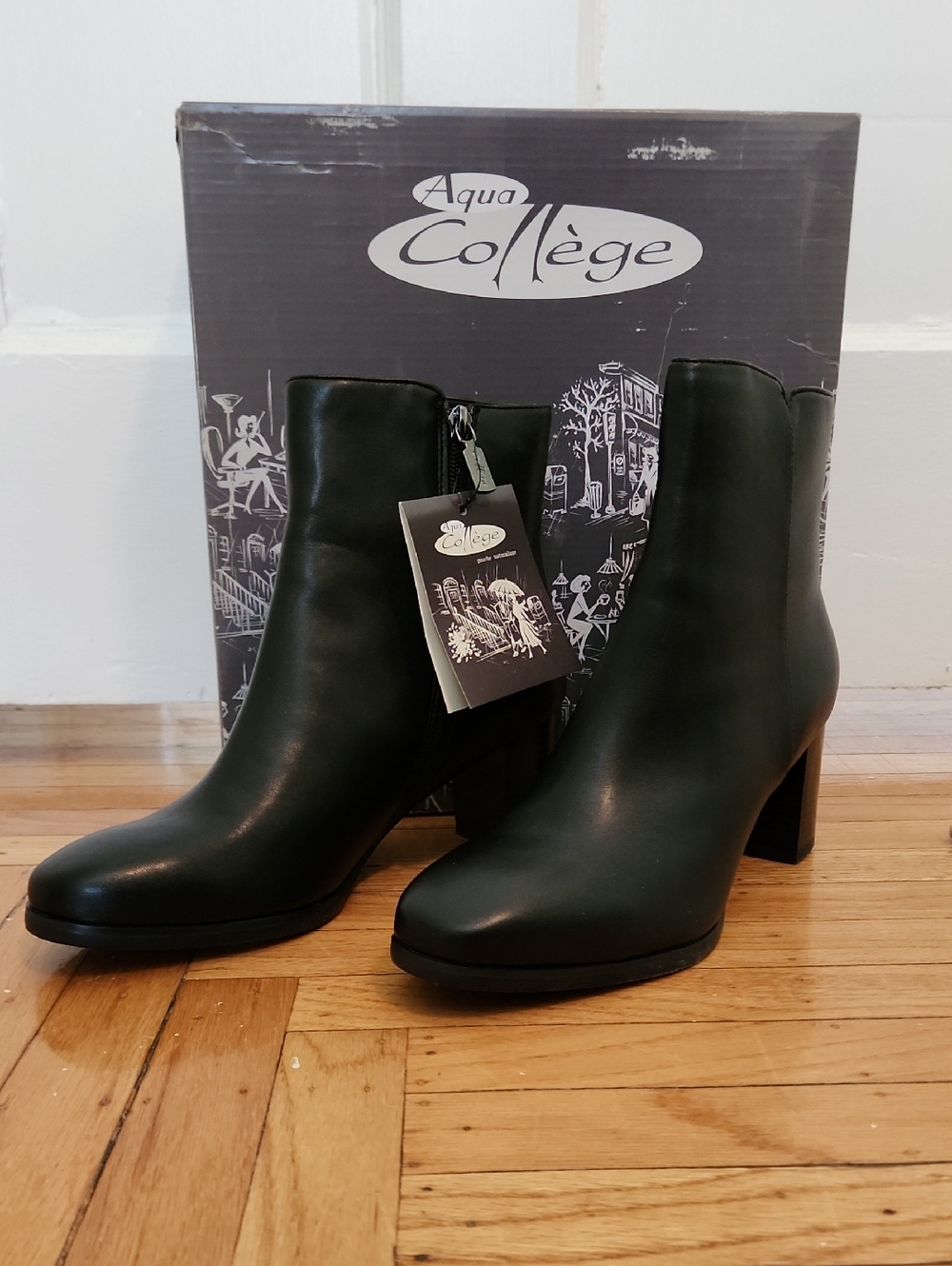 Aqua College By Naturalizer Black Heeled Ankle Boots